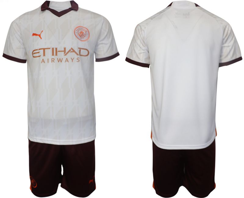 Men 2023-2024 Club Manchester City away blank white Soccer Jersey